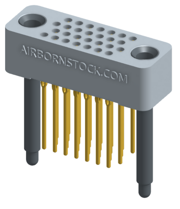 RC422-028-231-4200 - Full profile board-to-board stackable connector, 4 rows and 7 columns (28 total contacts), and guide hardware.