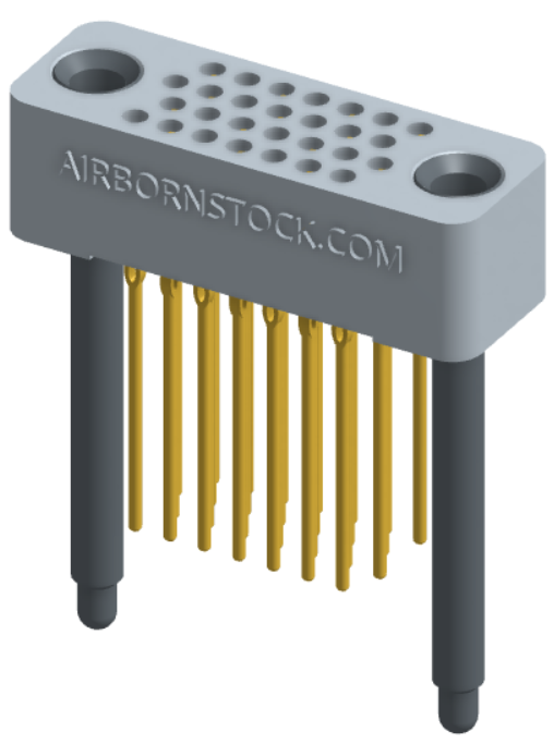 RC422-028-241-4300 - Full profile board-to-board stackable connector, 4 rows and 7 columns (28 total contacts), and guide hardware.