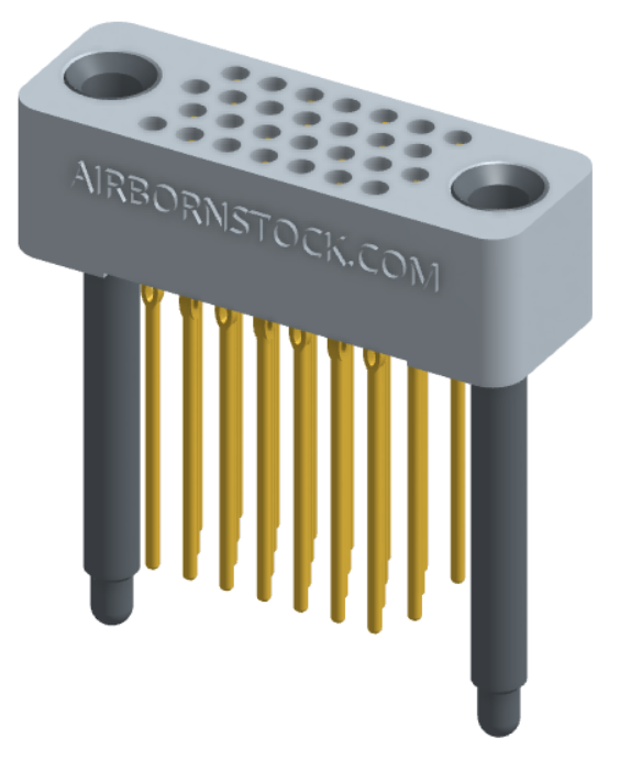 RC422-028-271-4600 - Full profile board-to-board stackable connector, 4 rows and 7 columns (28 total contacts), and guide hardware.