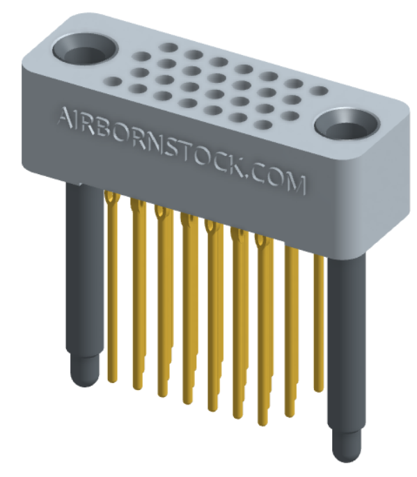 RC422-028-331-4200 - Full profile board-to-board stackable connector, 4 rows and 7 columns (28 total contacts), and guide hardware.