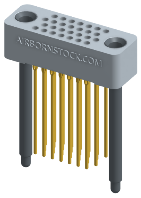 RC422-028-351-4400 - Full profile board-to-board stackable connector, 4 rows and 7 columns (28 total contacts), and guide hardware.