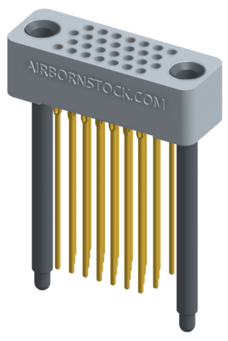 RC422-028-361-45FT - Full profile board-to-board stackable connector, 4 rows and 7 columns (28 total contacts), and guide hardware with female thread.