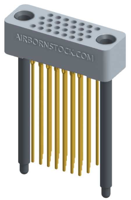 RC422-028-381-47FT - Full profile board-to-board stackable connector, 4 rows and 7 columns (28 total contacts), and guide hardware with female thread.