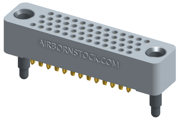 RC422-052-101-3000 - Full profile board-to-board stackable connector (bottom-of-stack), 4 rows and 13 columns (52 total contacts), and guide hardware.
