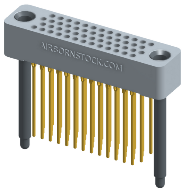 RC422-052-341-4300 - Full profile board-to-board stackable connector, 4 rows and 13 columns (52 total contacts), and guide hardware.