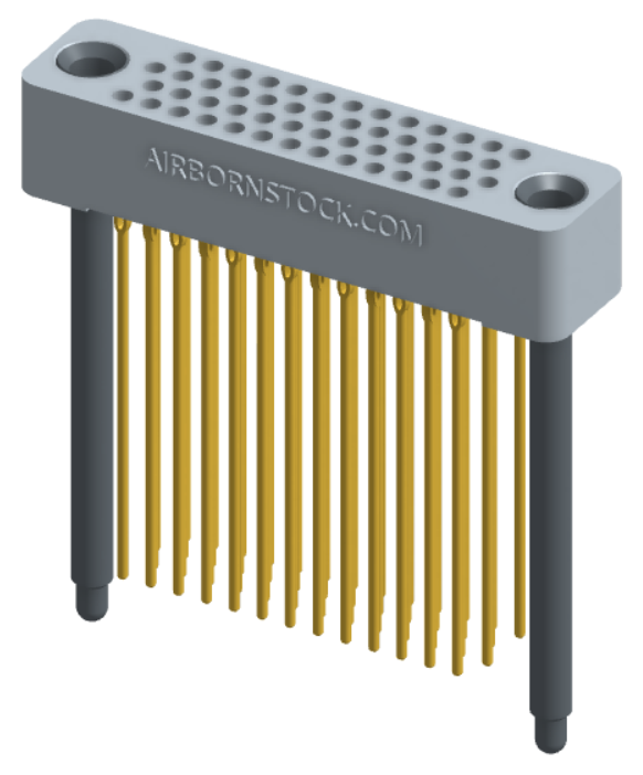RC422-052-381-47FT - Full profile board-to-board stackable connector, 4 rows and 13 columns (52 total contacts), and guide hardware with female thread.