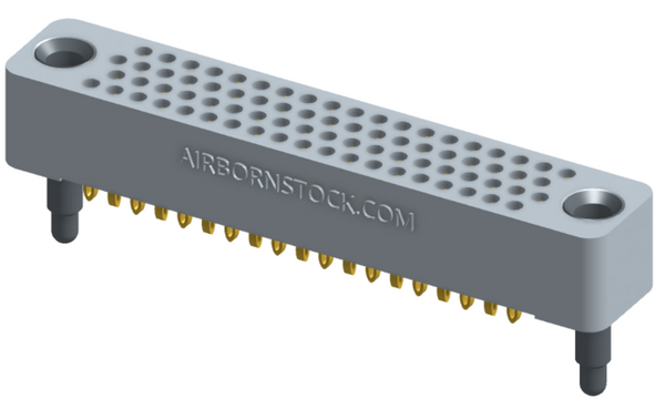 RC422-076-101-3000 - Full profile board-to-board stackable connector (bottom-of-stack), 4 rows and 19 columns (76 total contacts), and guide hardware.