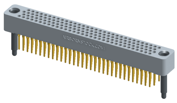 RC422-128-211-4000 - Full profile board-to-board stackable connector, 4 rows and 32 columns (128 total contacts), and guide hardware.