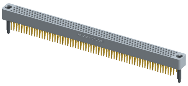 RC422-252-201-39FT - Full profile board-to-board stackable connector, 4 rows and 63 columns (252 total contacts), and guide hardware with female thread.