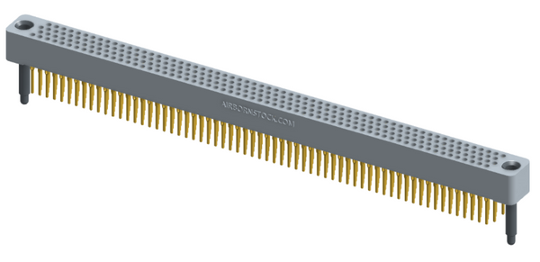 RC422-252-211-4000 - Full profile board-to-board stackable connector, 4 rows and 63 columns (252 total contacts), and guide hardware.