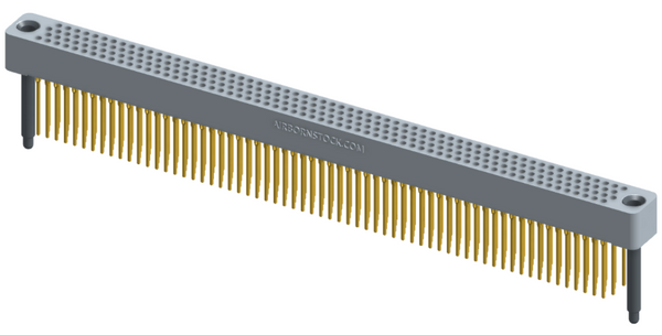RC422-252-231-4200 - Full profile board-to-board stackable connector, 4 rows and 63 columns (252 total contacts), and guide hardware.