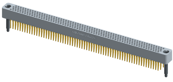 RC422-252-311-4000 - Full profile board-to-board stackable connector, 4 rows and 63 columns (252 total contacts), and guide hardware.