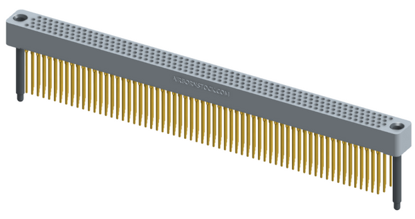 RC422-252-371-4600 - Full profile board-to-board stackable connector, 4 rows and 63 columns (252 total contacts), and guide hardware.