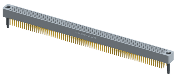 RC422-300-201-3900 - Full profile board-to-board stackable connector, 4 rows and 75 columns (300 total contacts), and guide hardware.