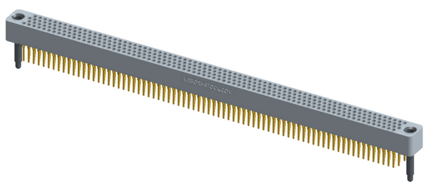 RC422-300-301-3900 - Full profile board-to-board stackable connector, 4 rows and 75 columns (300 total contacts), and guide hardware.