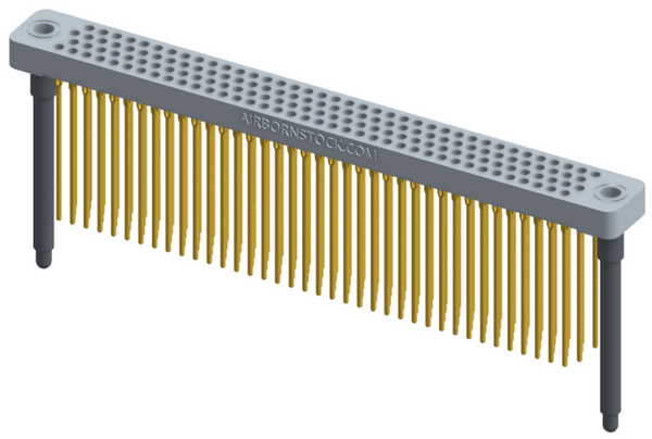 RC442-152-351-4400 - Low-profile, stackable vertical press-fit board-mount connector, with 4 rows and 38 columns (152 total contacts), and guide hardware.