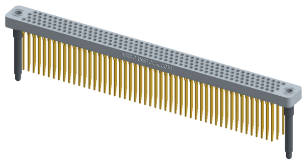 RC442-200-331-4200 - Low-profile, stackable vertical press-fit board-mount connector, with 4 rows and 50 columns (200 total contacts), and guide hardware.